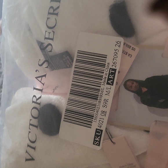 Victoria secret short white Black robe bagged tagged 💖 Med / Large Last One - Picture 4 of 6